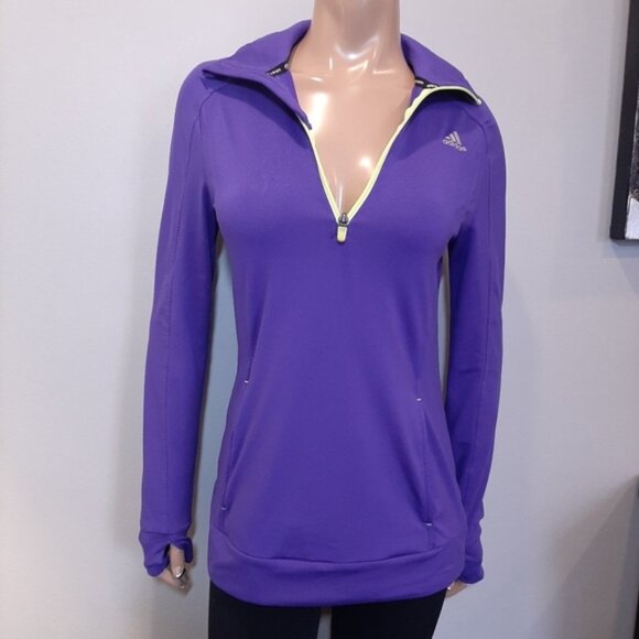 Adidas Climawarm 1/4 Zip Long Sleeve Top Athletic Activewear Running Yoga - Picture 12 of 12